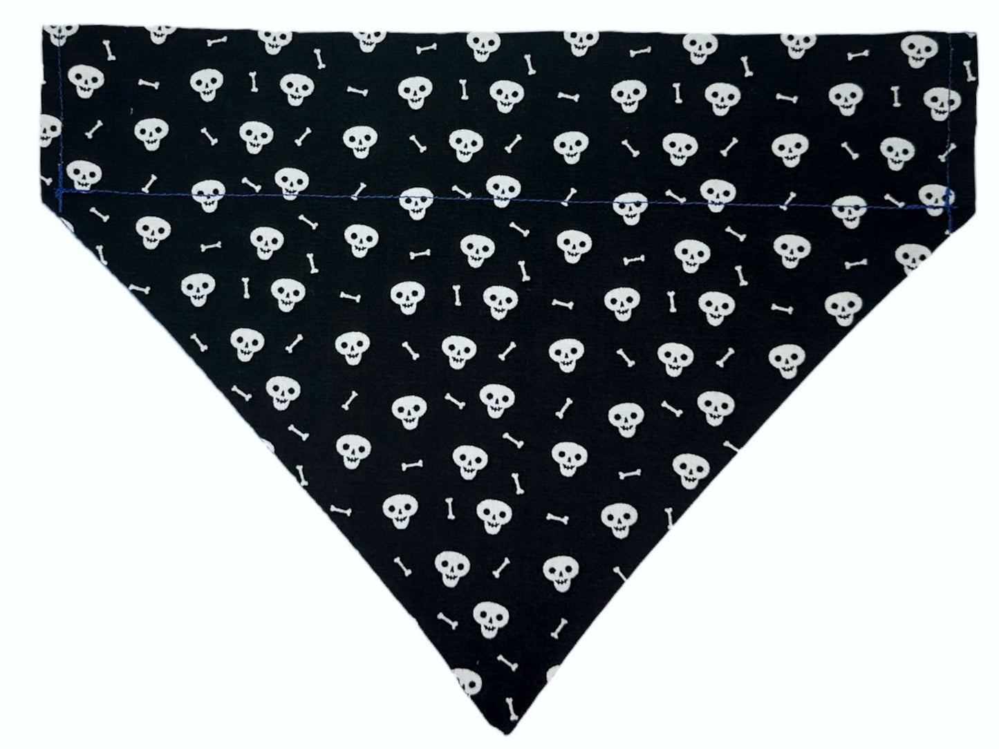Geode Blue and Glow-in-the-Dark Bones Handmade Reversible Slip-on Bandana
