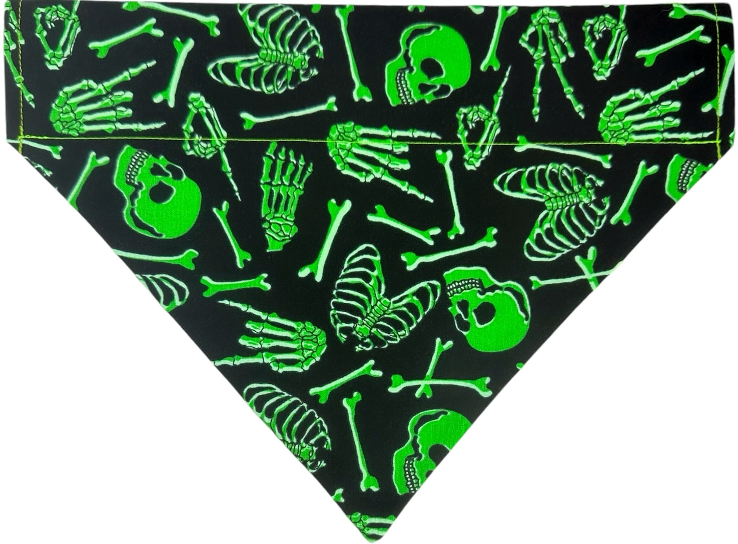 Acid Skull and Bones Glow-In-The-Dark Handmade Reversible Slip-on Bandana