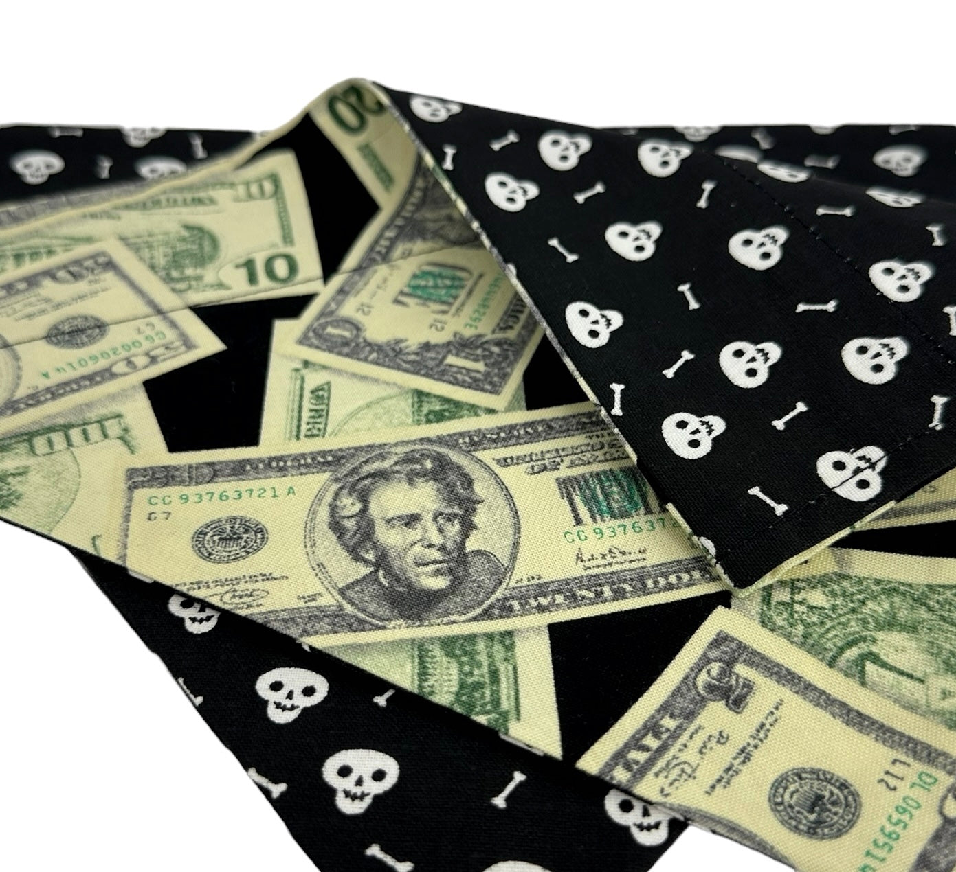 100 Bones Glow-in-the-Dark Handmade Reversible Slip-on Bandana