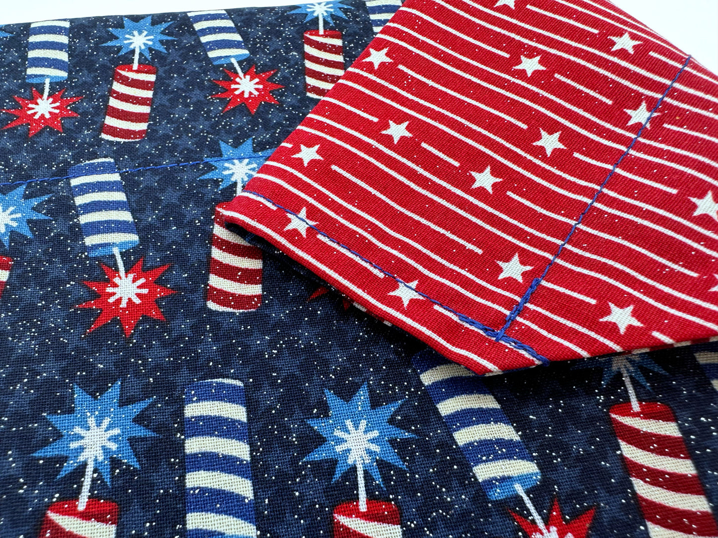 Fireworks and Stripes Handmade Reversible Slip-on Bandana