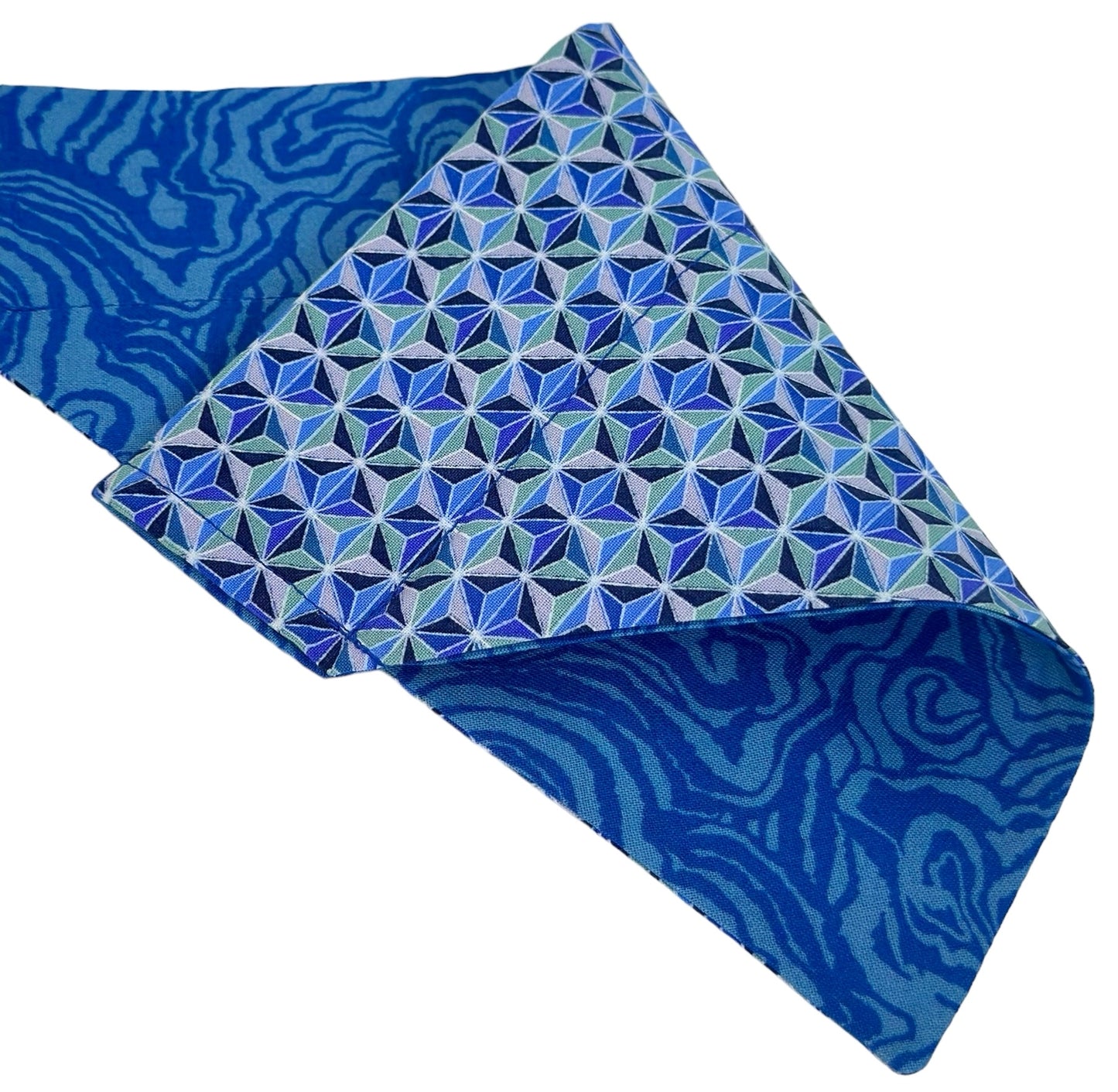 Blue Marble and Kaleidoscope Handmade Reversible Slip-on Bandana