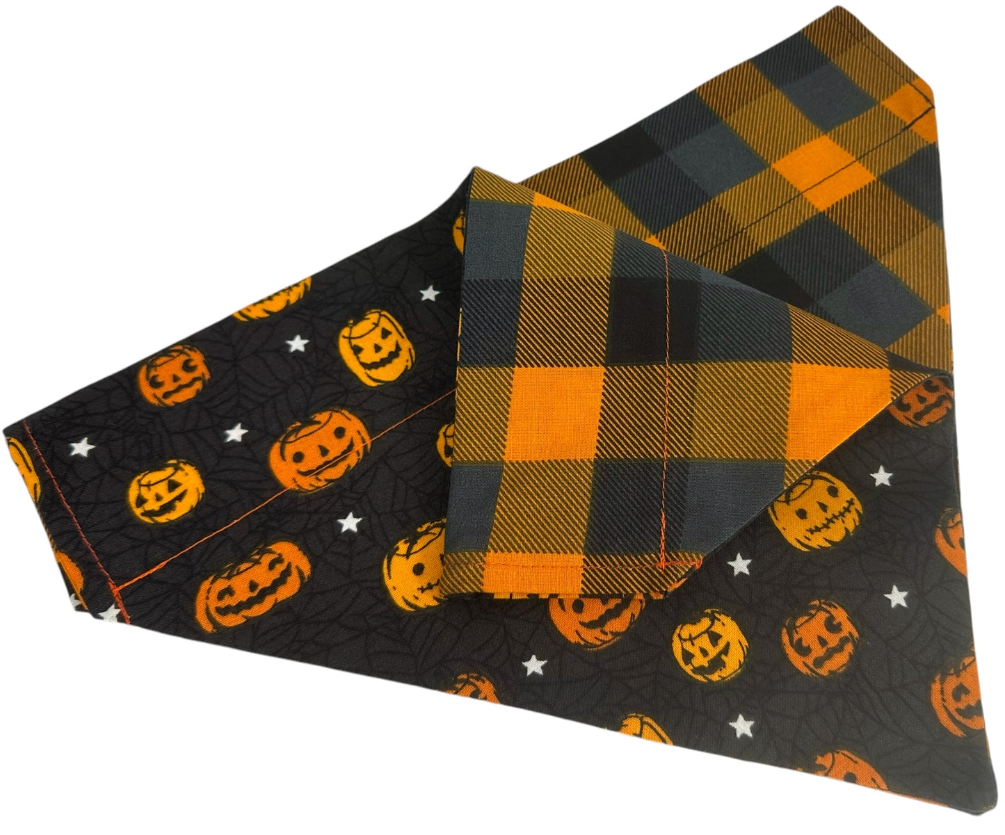 Jack-O’-Lantern Handmade Reversible Slip-on Bandana