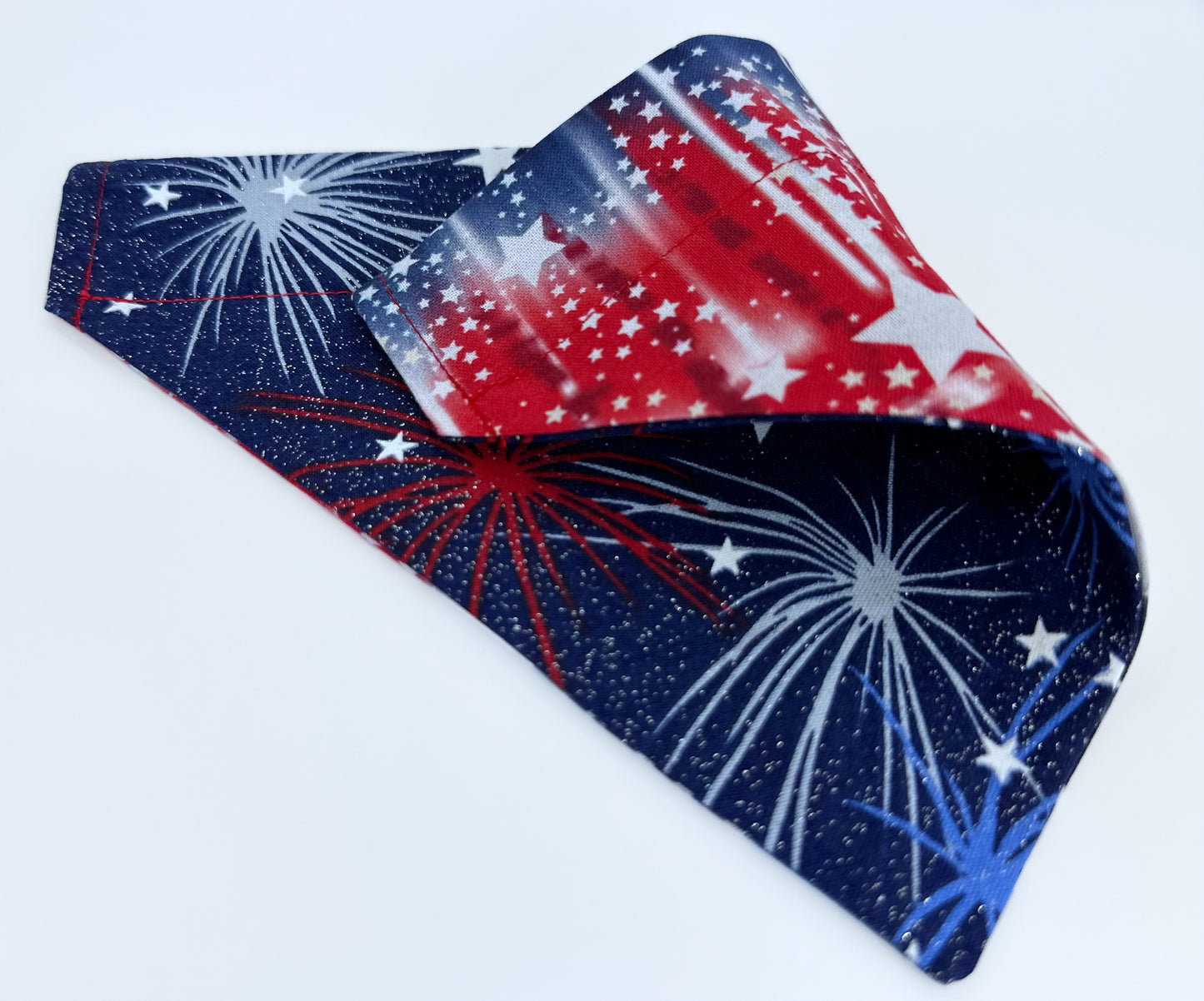 Stars and Fireworks Handmade Reversible Slip-on Bandana