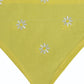 White Embroidered Daisies on Yellow and Blue Handmade Reversible Slip-on Bandana