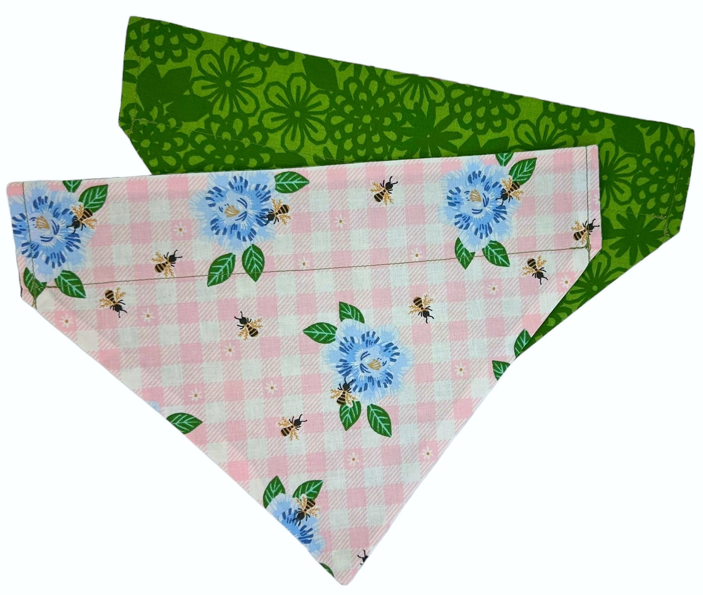 BEEutiful Picnic and Flowers Handmade Reversible Slip-on Bandana