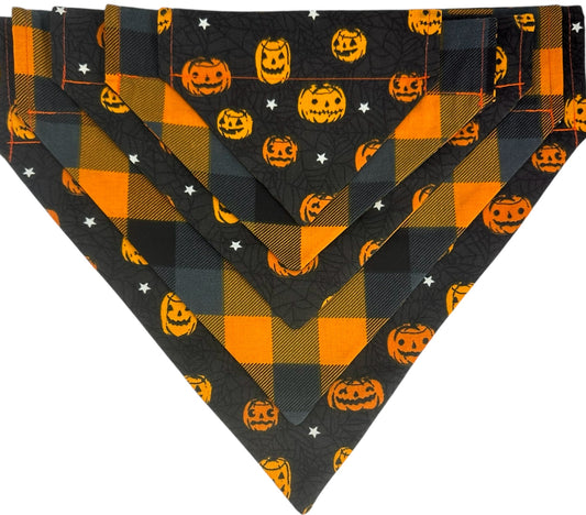 Jack-O’-Lantern Handmade Reversible Slip-on Bandana