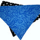 Geode Blue and Glow-in-the-Dark Bones Handmade Reversible Slip-on Bandana