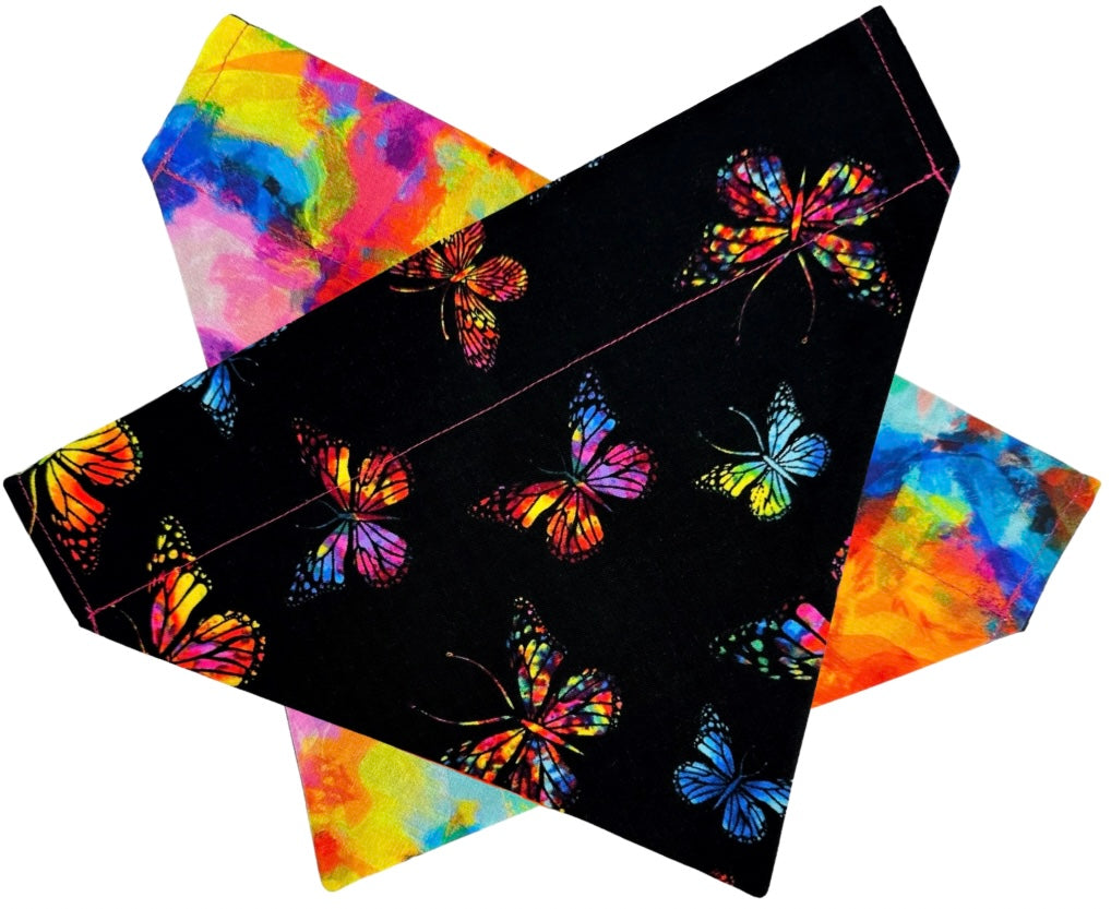 Stained Glass Butterflies Handmade Reversible Slip-on Bandana