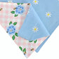 White Embroidered Daisies on Blue and Pink Picnic Handmade Reversible Slip-on Bandana