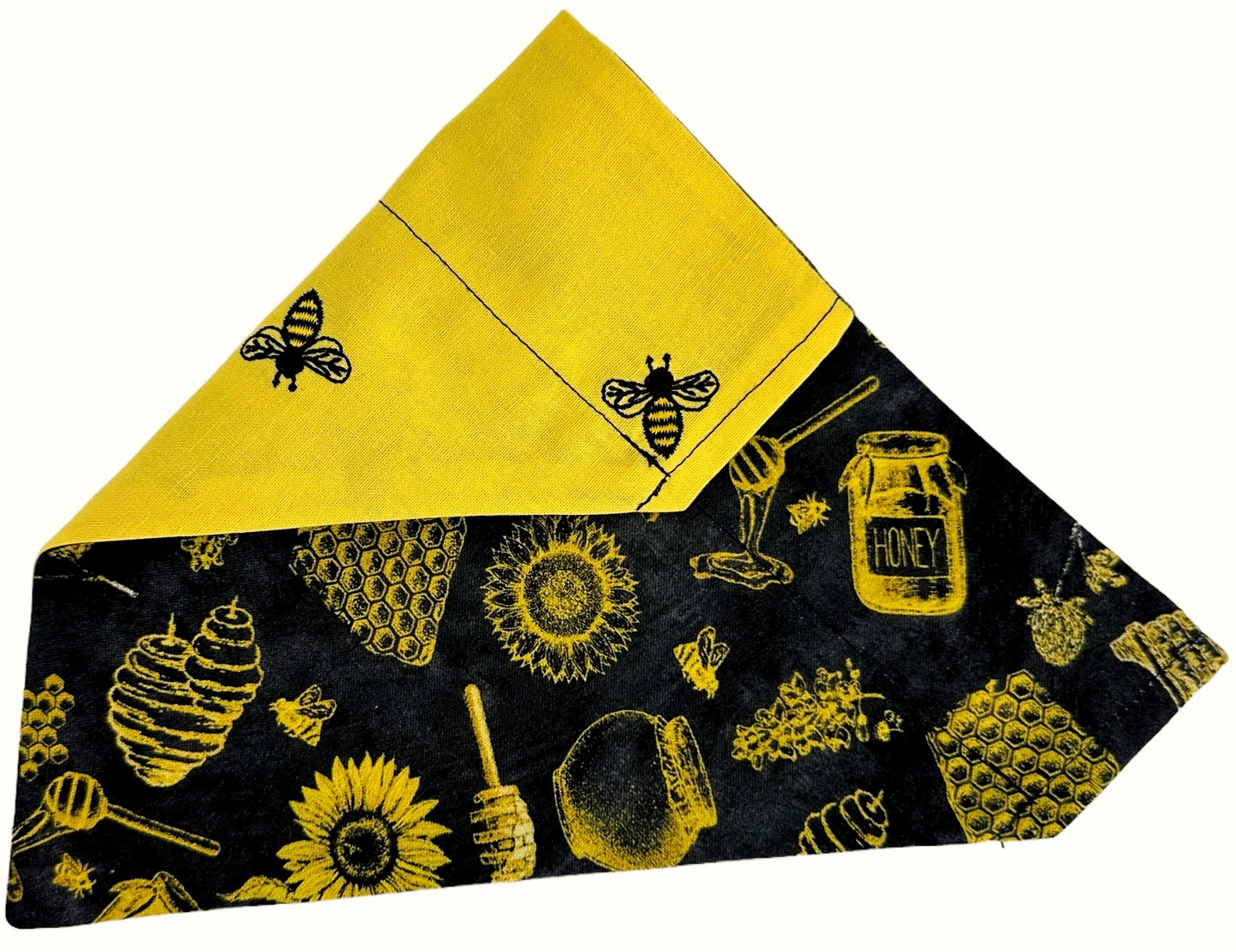 Embroidered Honeybee Handmade Reversible Slip-on Bandana