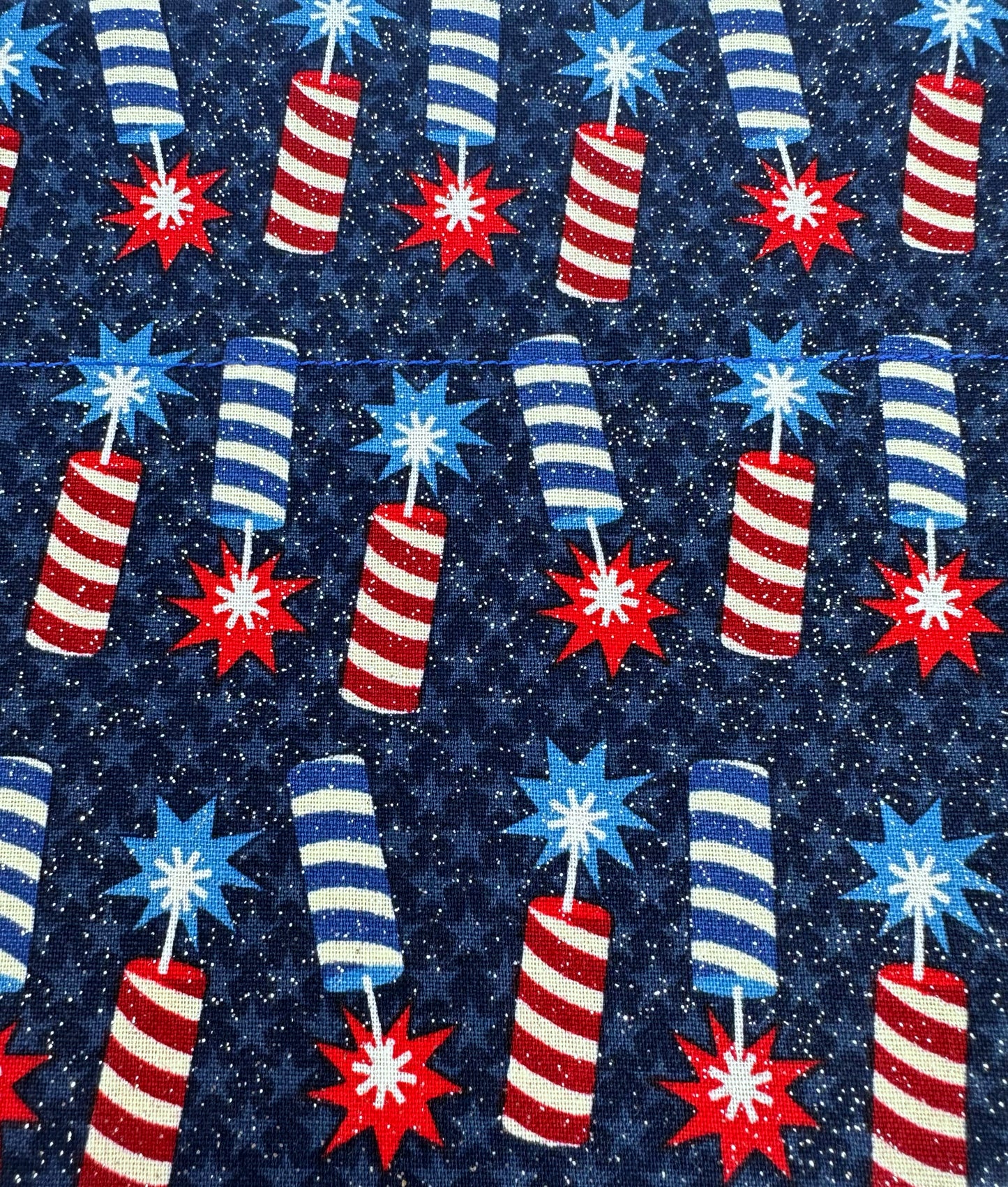 Fireworks and Stripes Handmade Reversible Slip-on Bandana