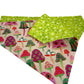 Mushrooms and Green Flowers Handmade Reversible Slip-on Bandana