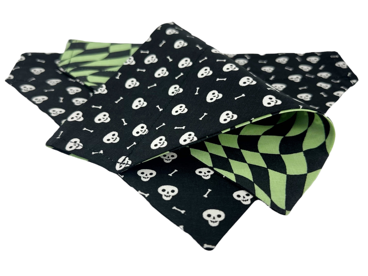 Warped Bones Glow-in-the-Dark Handmade Reversible Slip-on Bandana