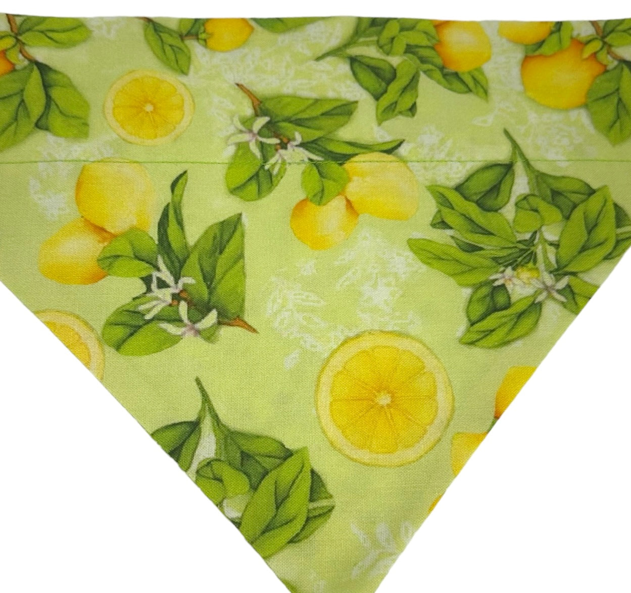 Lemon Blossoms and Green Flowers Handmade Reversible Slip-on Bandana