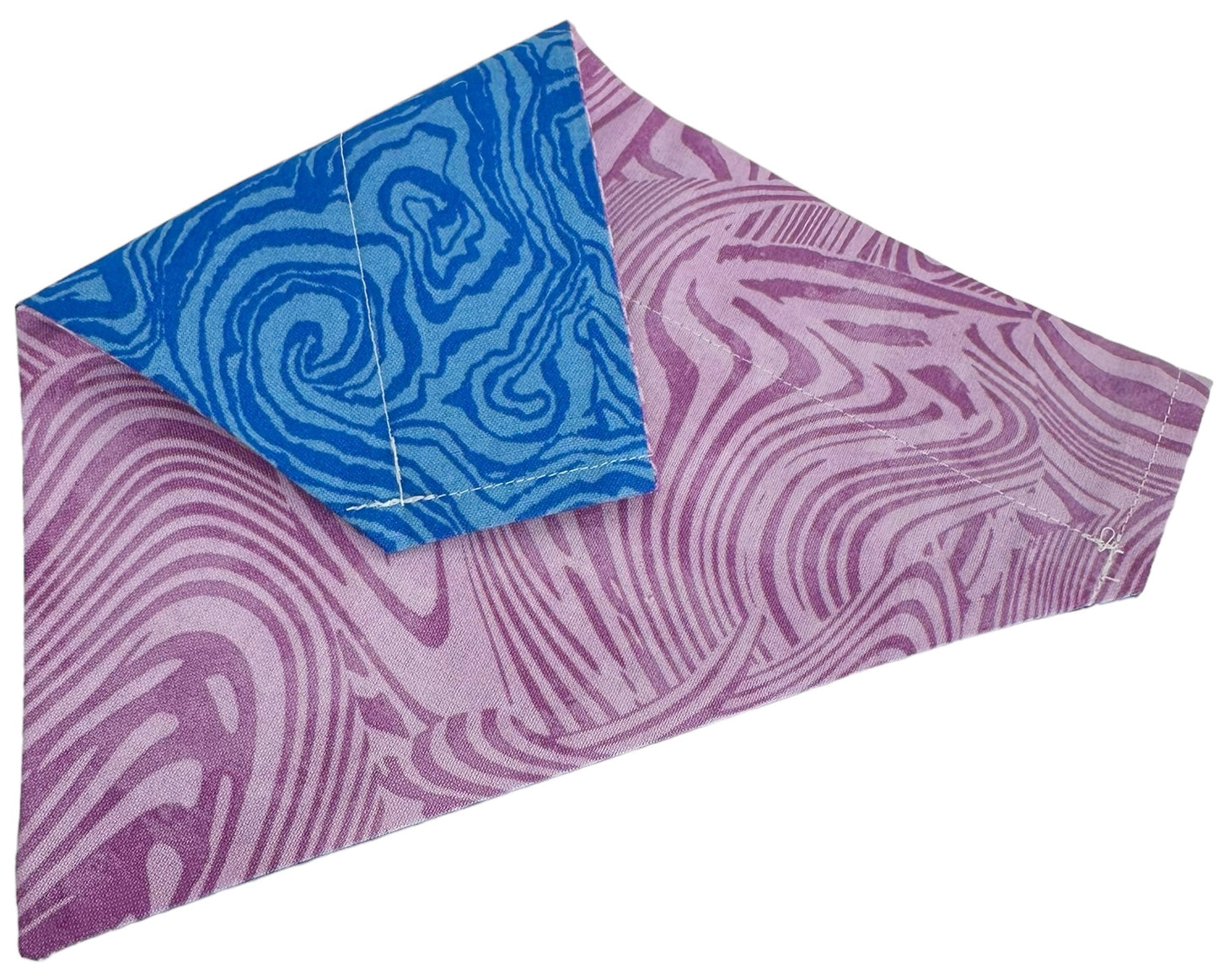 Blue Marble and Purple Marble Handmade Reversible Slip-on Bandana