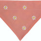 White Embroidered Daisies on Pink and Blue Handmade Reversible Slip-on Bandana