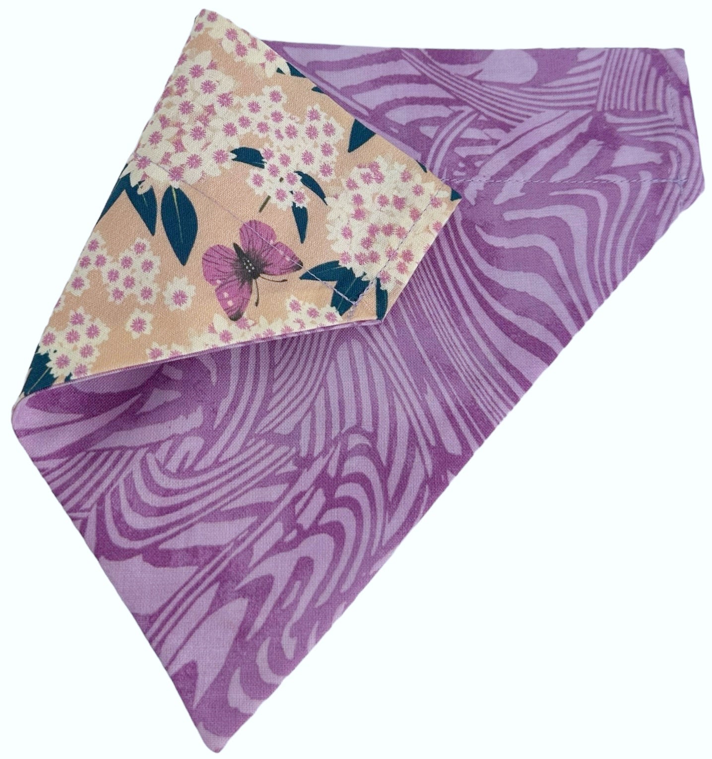 Butterflies and Purple Marble Handmade Reversible Slip-on Bandana