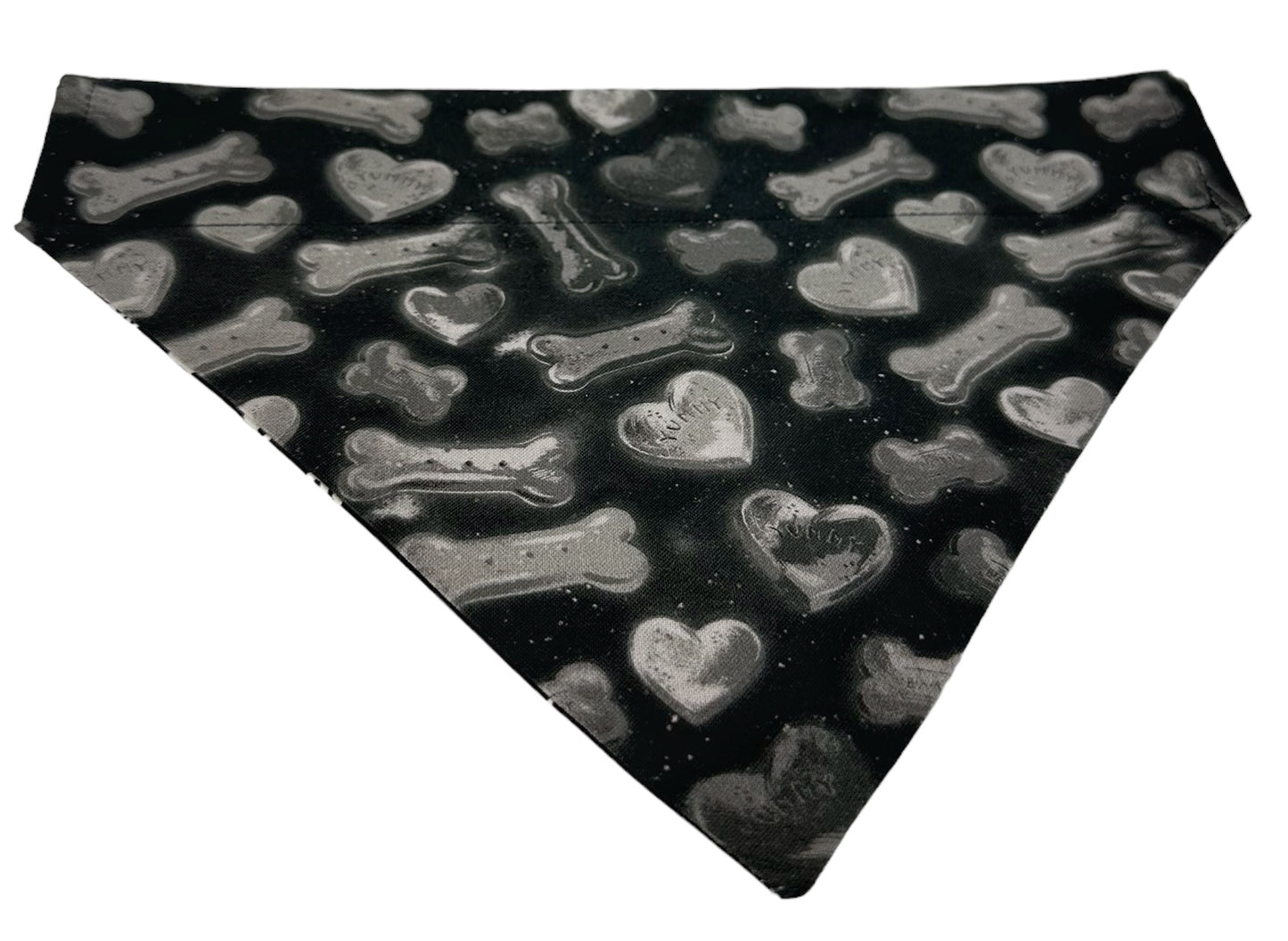 Biscuits and Glow-in-the-Dark Bones Handmade Reversible Slip-on Bandana