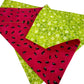 Watermelon and Green Flowers Handmade Reversible Slip-on Bandana