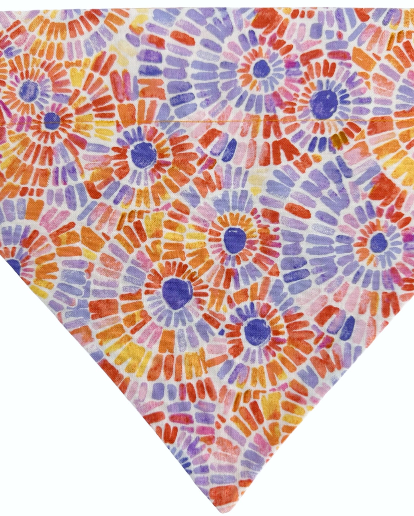 Orange Blossoms and Mosaics Handmade Reversible Slip-on Bandana