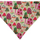 Mushrooms and Flowers Handmade Reversible Slip-on Bandana