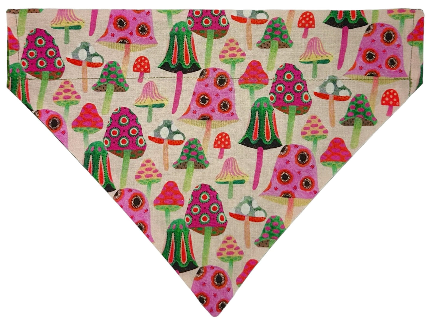 Mushrooms and Flowers Handmade Reversible Slip-on Bandana