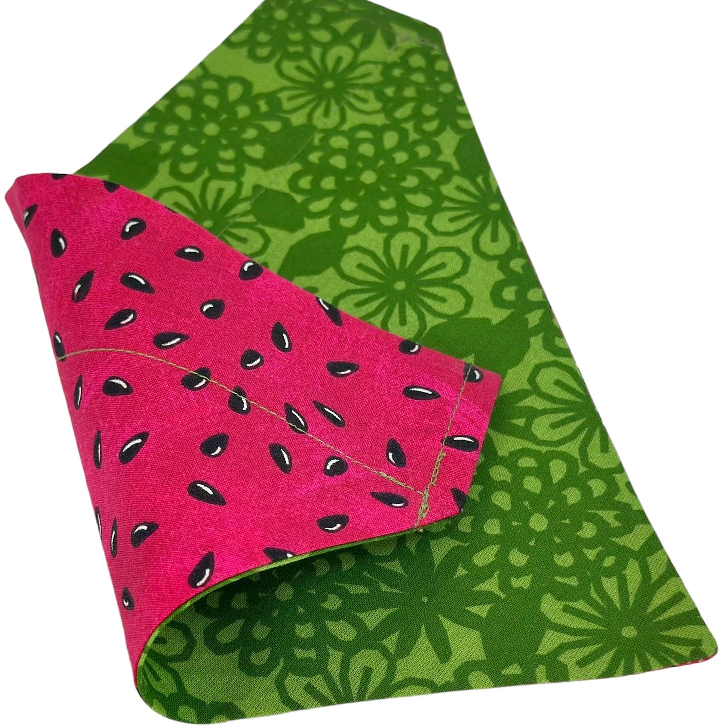 Watermelon and Dark Green Handmade Reversible Slip-on Bandana