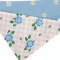 White Embroidered Daisies on Blue and Pink Picnic Handmade Reversible Slip-on Bandana