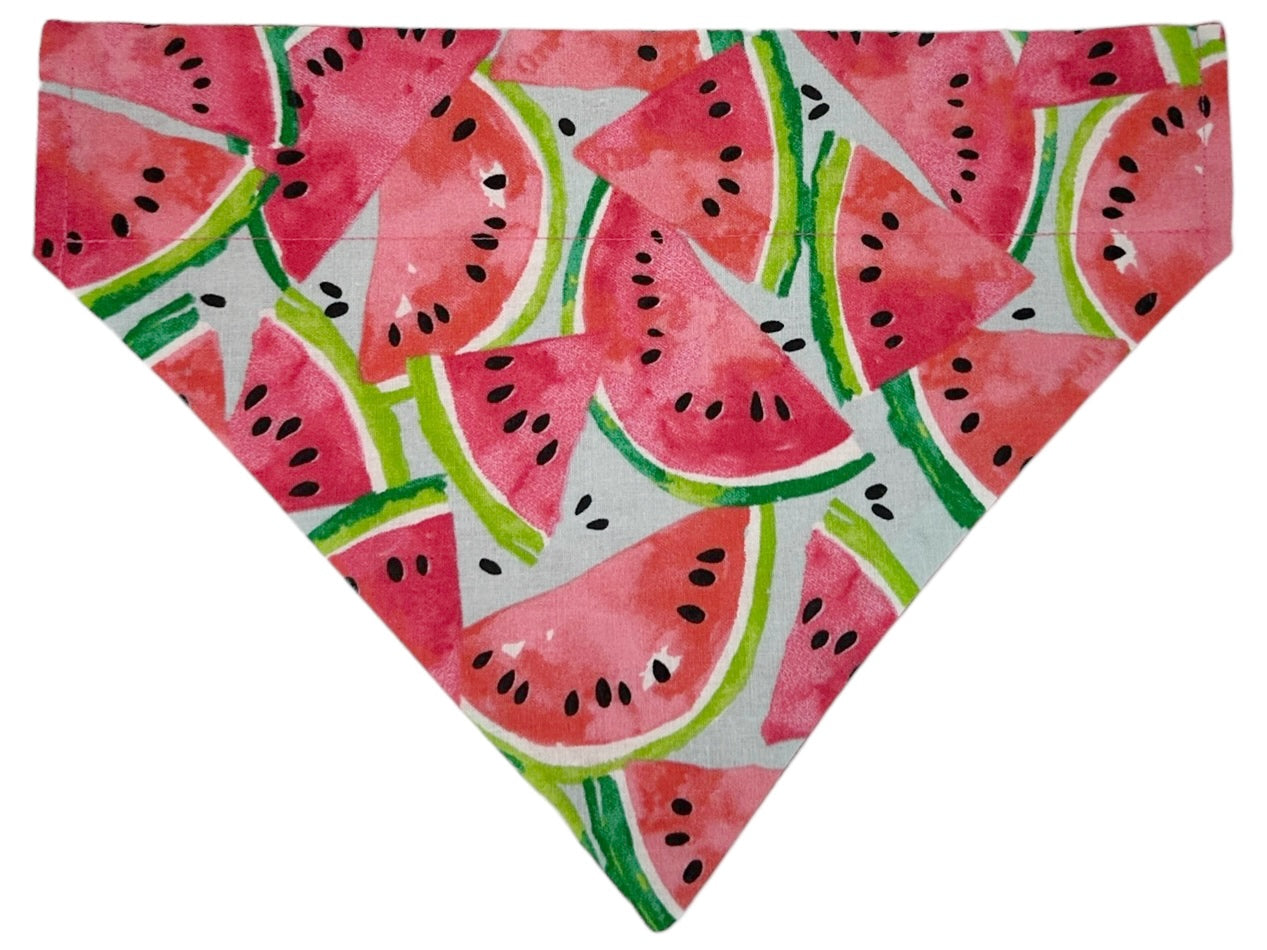 Watermelon and Pink Picnic Handmade Reversible Slip-on Bandana