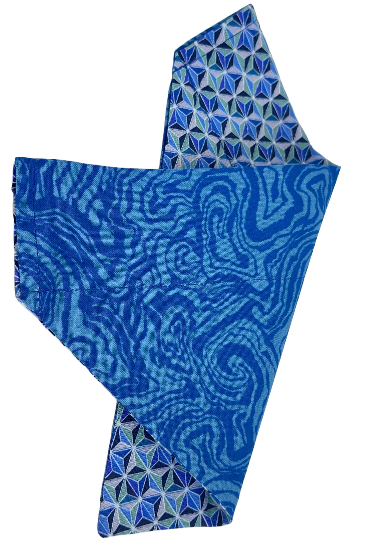 Blue Marble and Kaleidoscope Handmade Reversible Slip-on Bandana