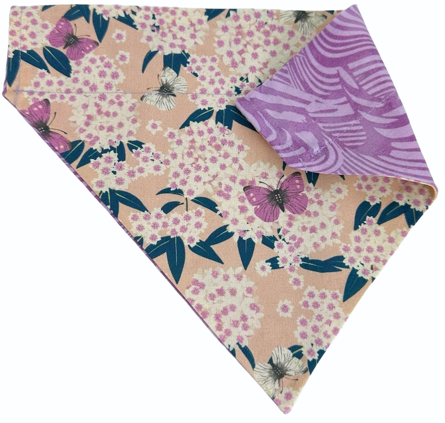 Butterflies and Purple Marble Handmade Reversible Slip-on Bandana