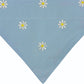 White Embroidered Daisies on Blue and Mini Flowers Handmade Reversible Slip-on Bandana