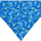 Golden Blue Flowers Handmade Reversible Slip-on Bandana