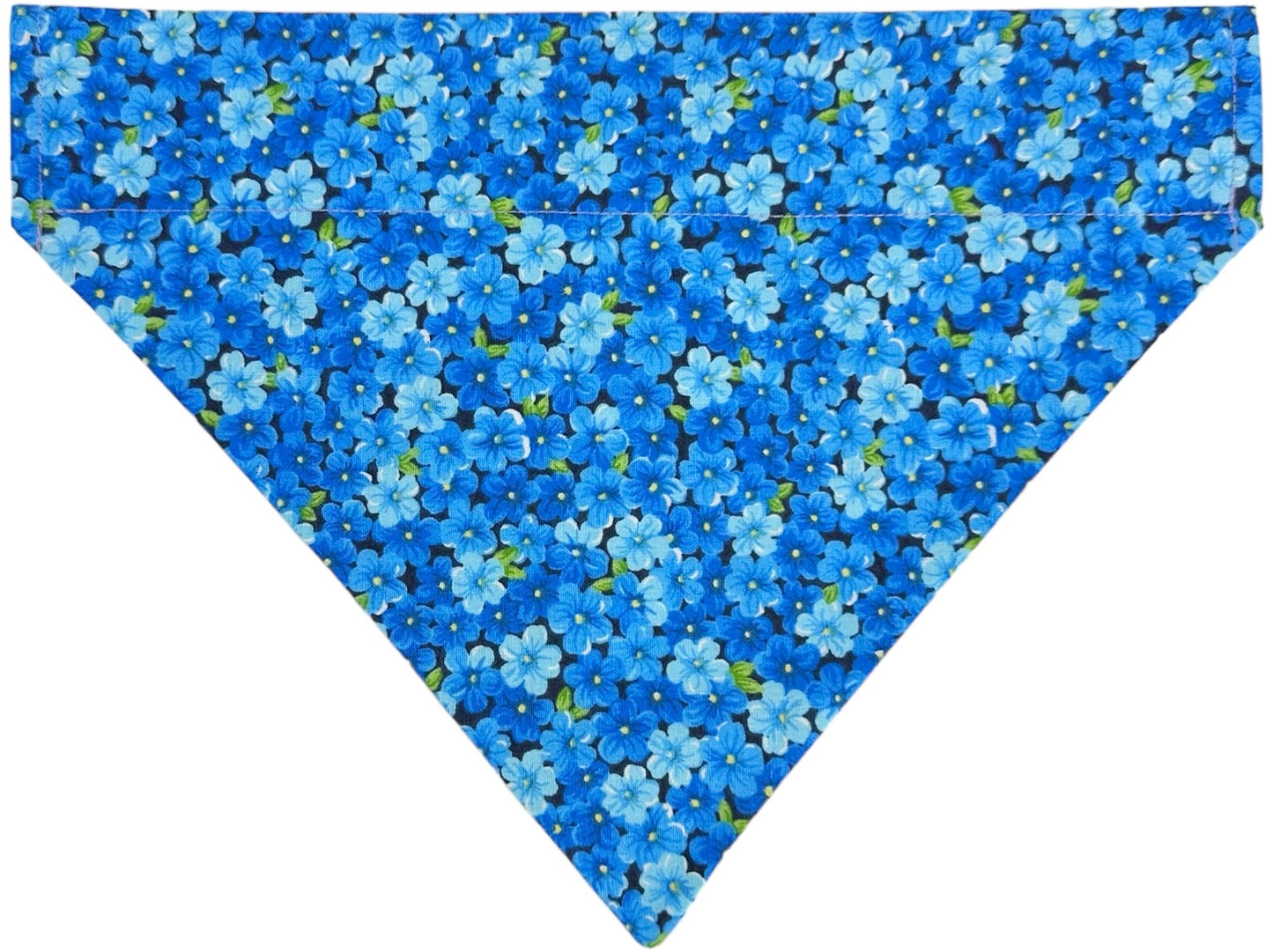 Golden Blue Flowers Handmade Reversible Slip-on Bandana