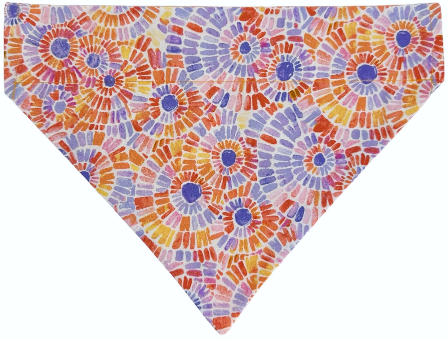 Orange Blossoms and Mosaics Handmade Reversible Slip-on Bandana