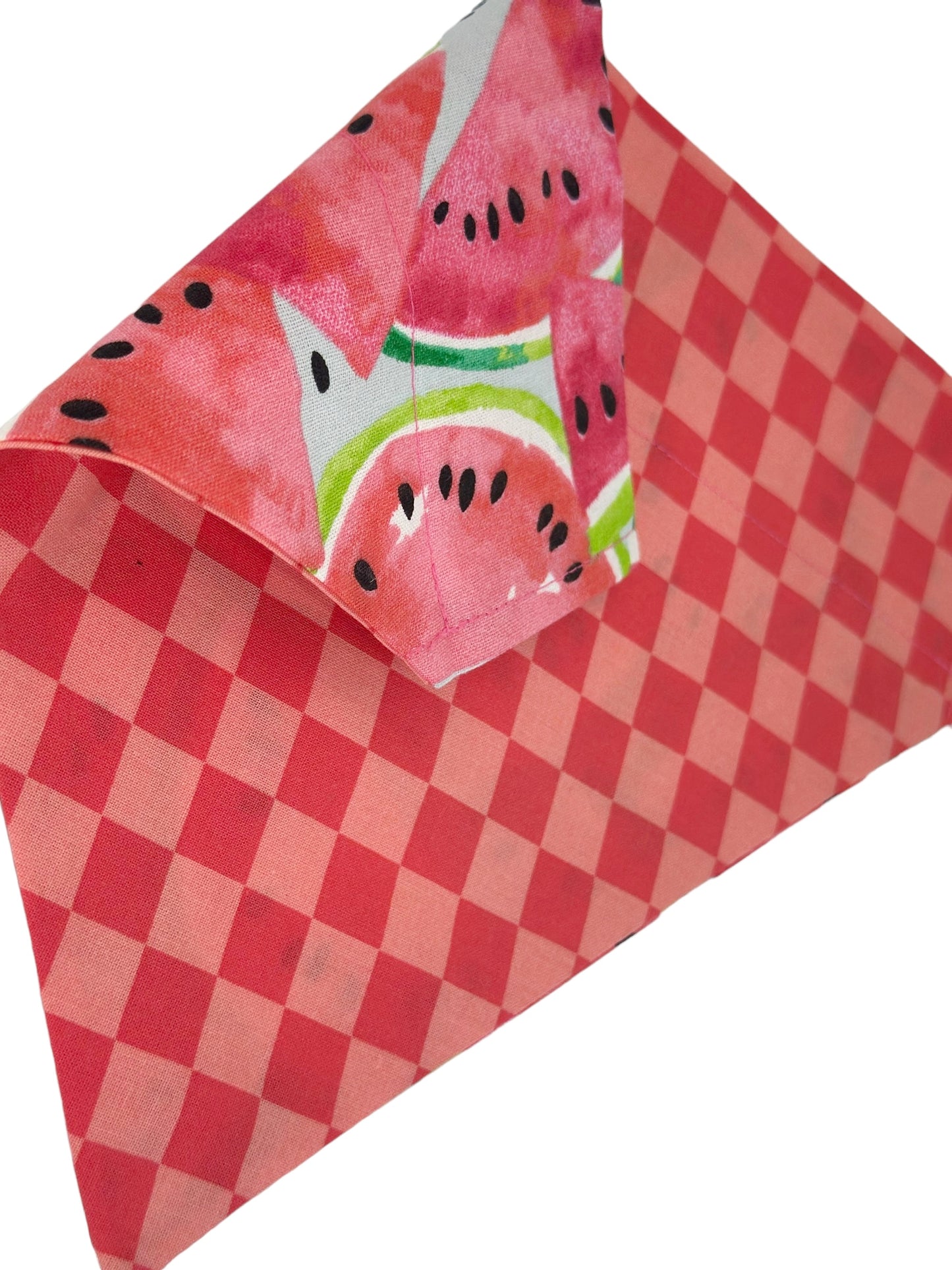 Watermelon and Pink Picnic Handmade Reversible Slip-on Bandana