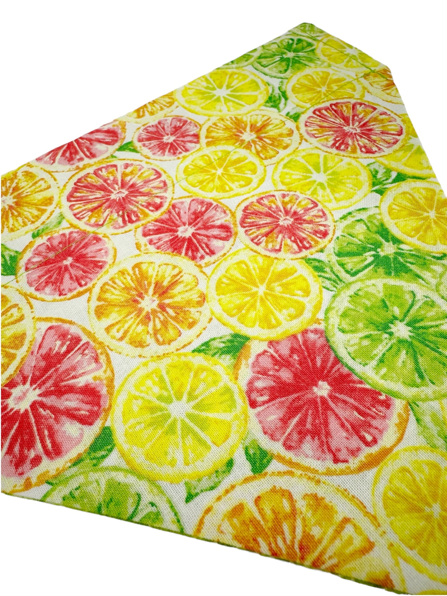 Citrus and Green Flowers Handmade Reversible Slip-on Bandana