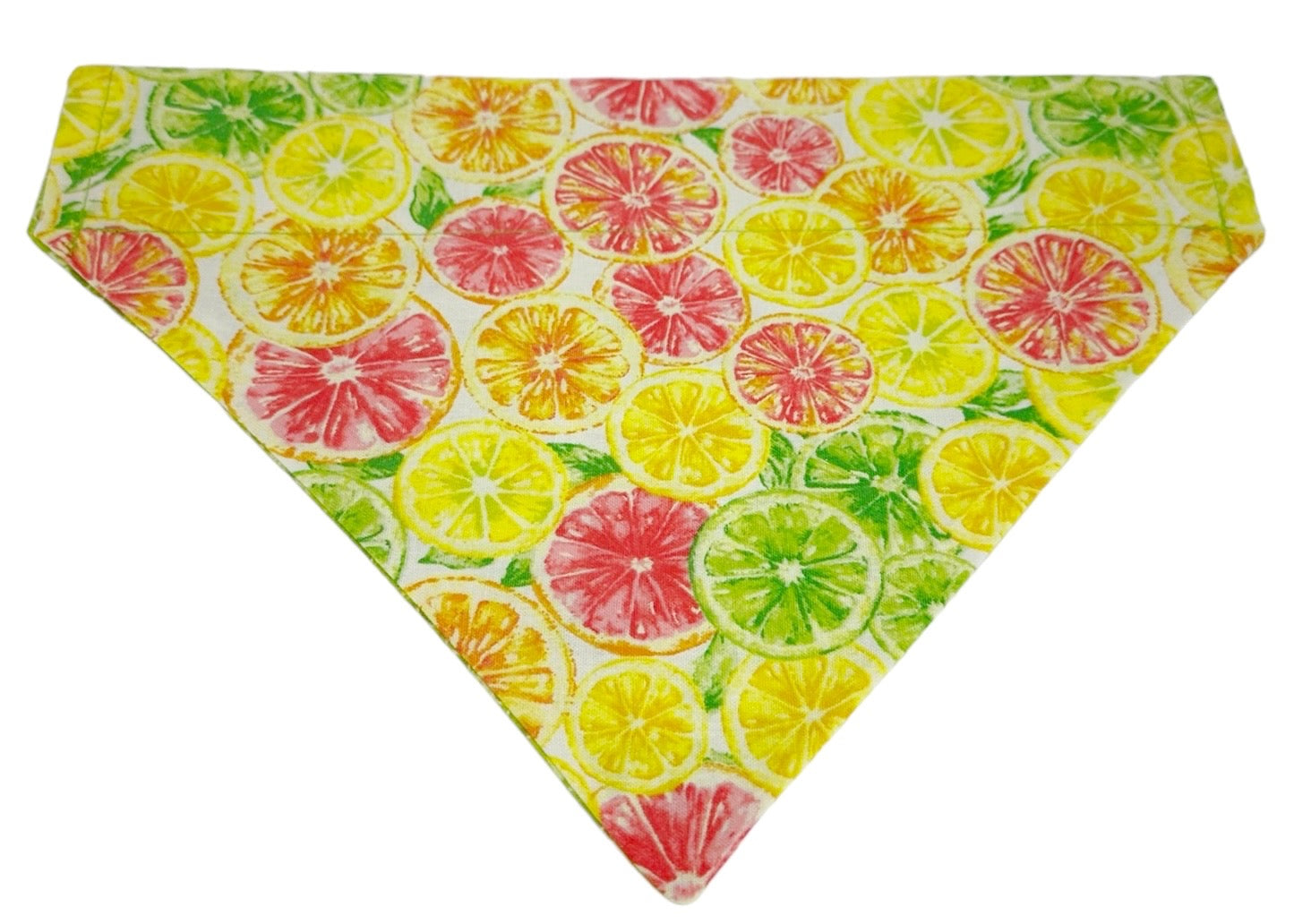 Citrus and Green Flowers Handmade Reversible Slip-on Bandana