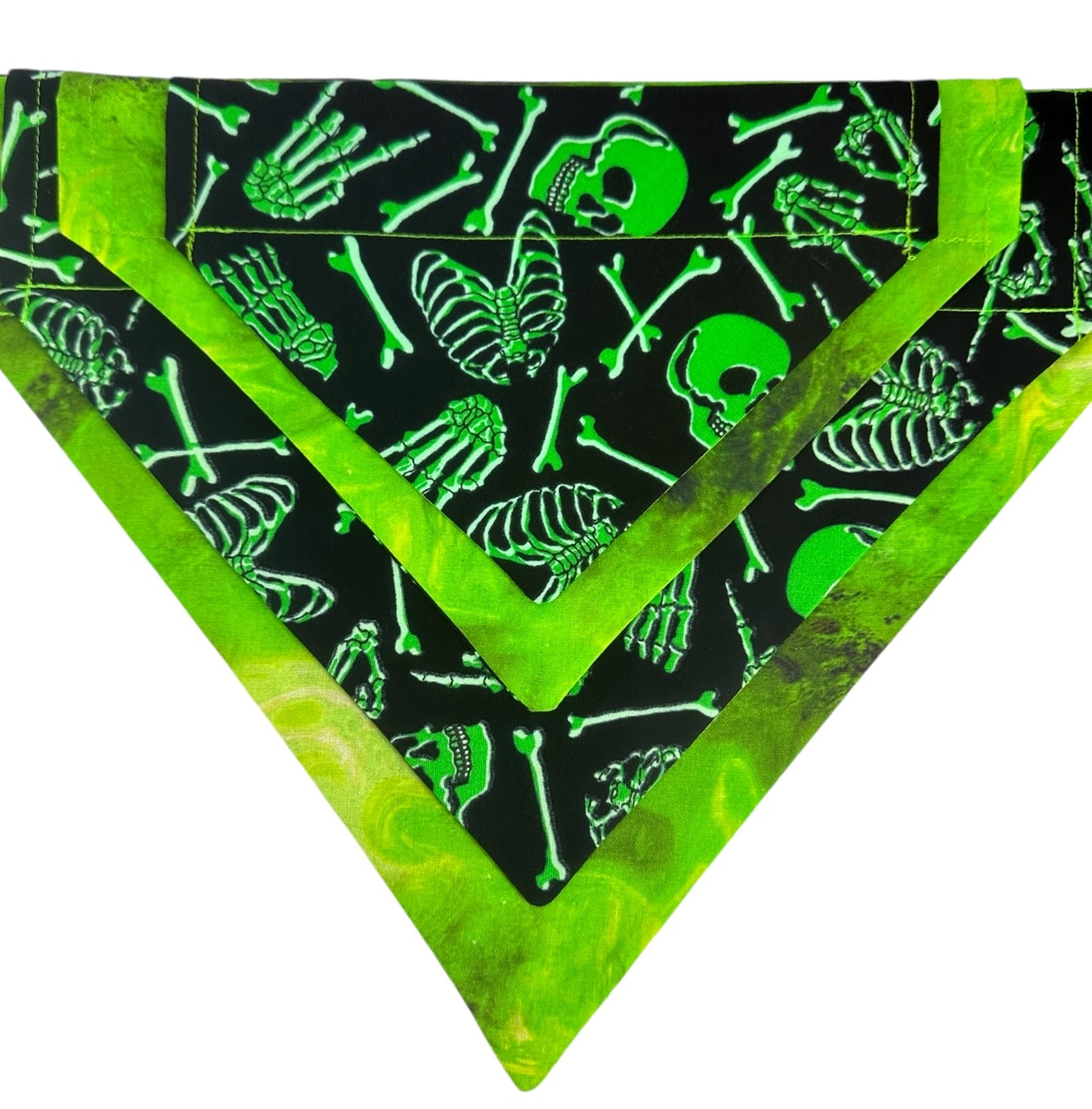 Acid Skull and Bones Glow-In-The-Dark Handmade Reversible Slip-on Bandana