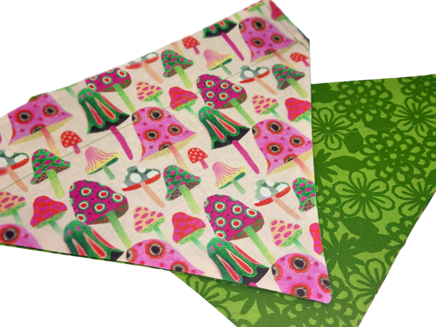 Mushrooms and Flowers Handmade Reversible Slip-on Bandana