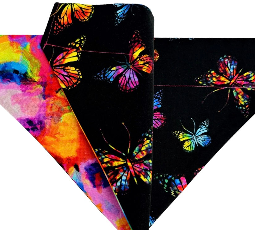 Stained Glass Butterflies Handmade Reversible Slip-on Bandana