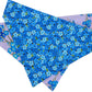 Golden Blue Flowers Handmade Reversible Slip-on Bandana