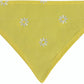 White Embroidered Daisies on Yellow and Blue Handmade Reversible Slip-on Bandana