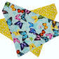 Butterflies and Yellow Flowers Handmade Reversible Slip-on Bandana