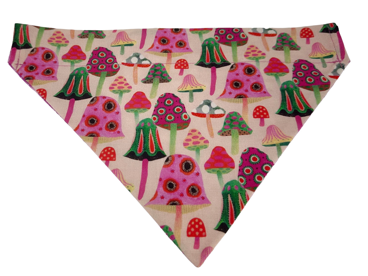 Flowers and Mushrooms Handmade Reversible Slip-on Bandana