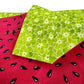 Watermelon and Green Flowers Handmade Reversible Slip-on Bandana