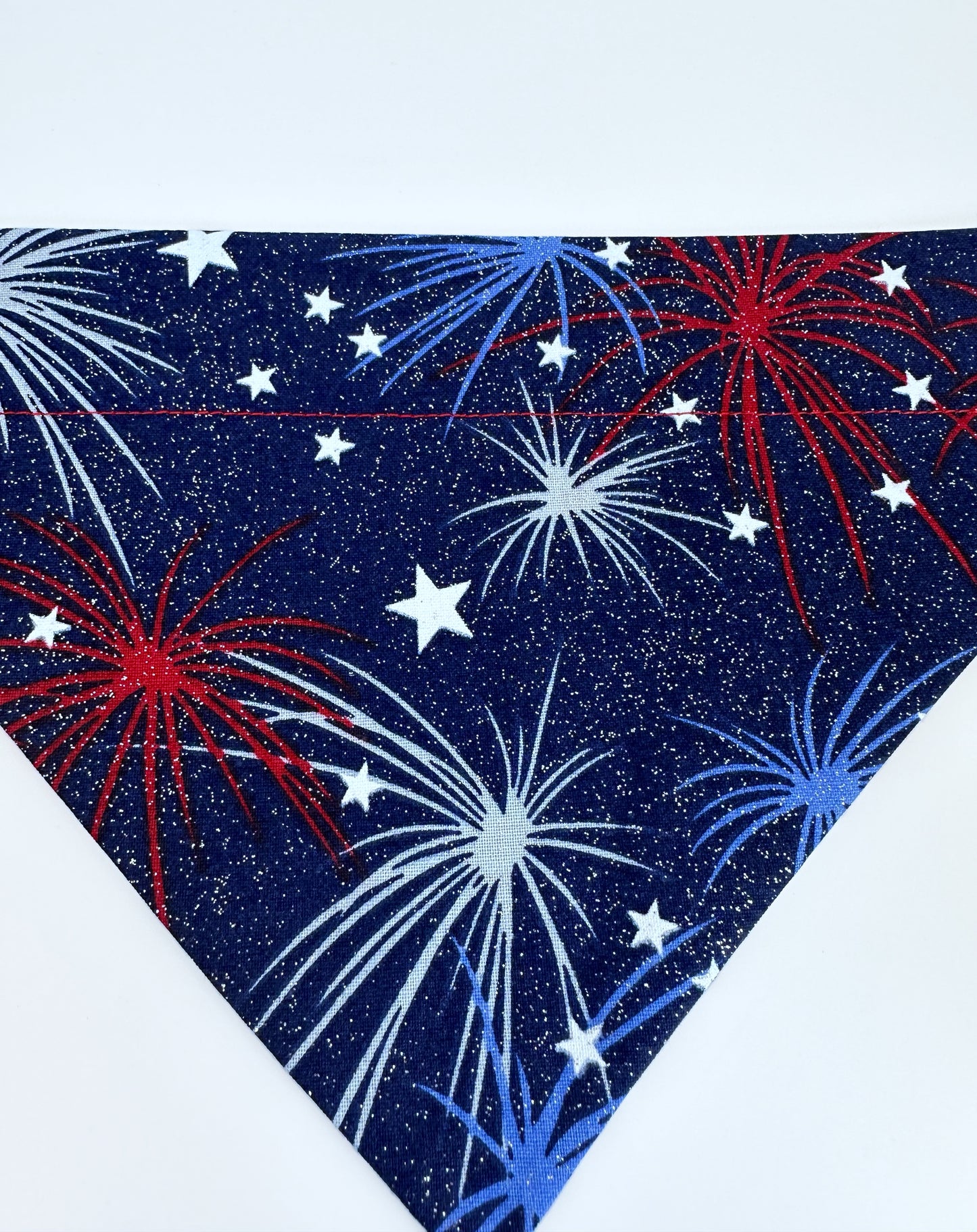 Stars and Fireworks Handmade Reversible Slip-on Bandana