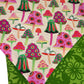 Mushrooms and Flowers Handmade Reversible Slip-on Bandana