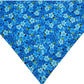 Golden Blue Flowers Handmade Reversible Slip-on Bandana