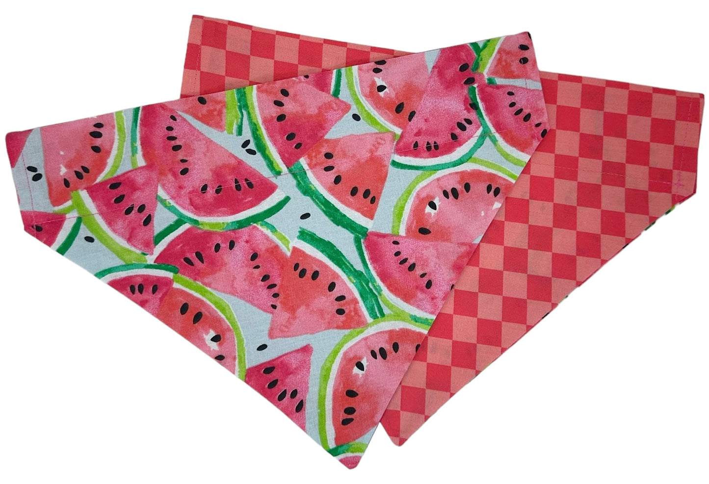 Watermelon and Pink Picnic Handmade Reversible Slip-on Bandana